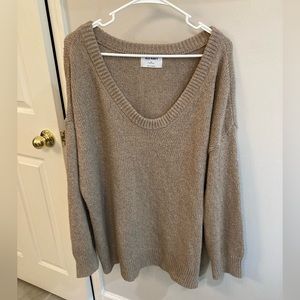 Old navy tan oversized off one shoulder sweater size XL